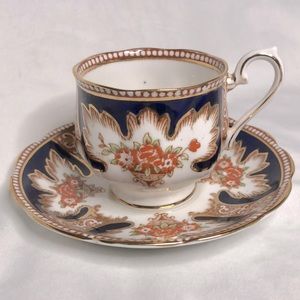 Royal Albert bone China England royalty tea set cup and saucer royal blue, gold